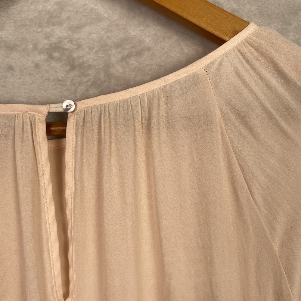 Forever 21 Pleated Dress Peach Chiffon Easter Gathered Medium M Fairy Softgirl - Picture 9 of 12